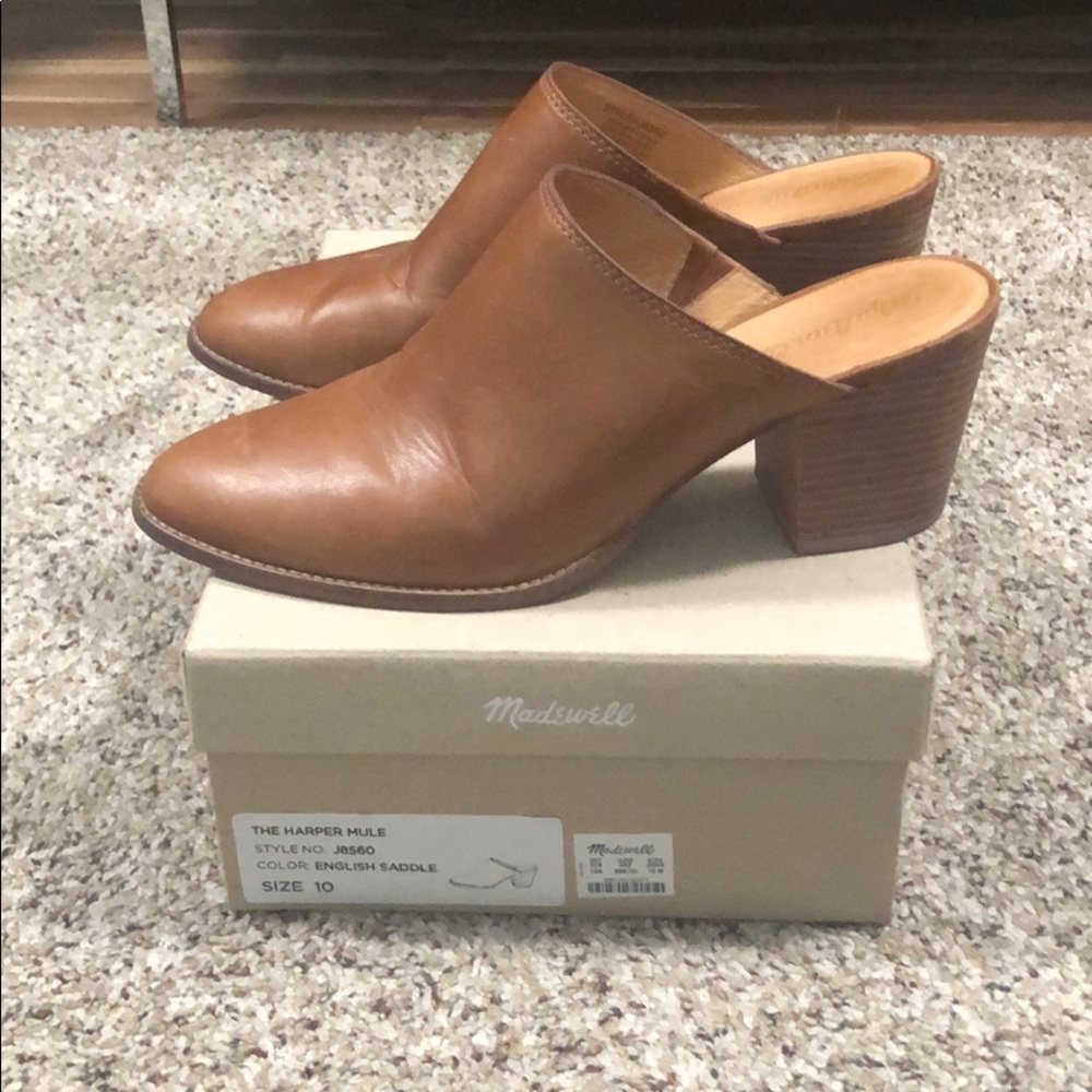 Madewell Harper Mule in English Saddle (size 10)